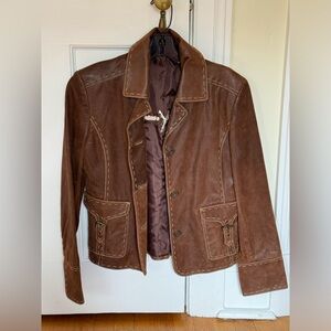 Elegant Brown Leather Women's Jacket